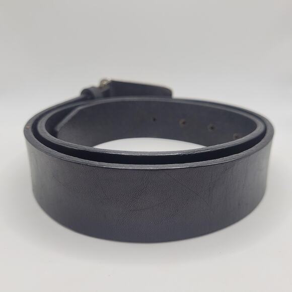 VTG Calvin Klein Jeans Belt Mens Large Black Leather 90s Y2K Chunky Minimalist - Picture 2 of 7
